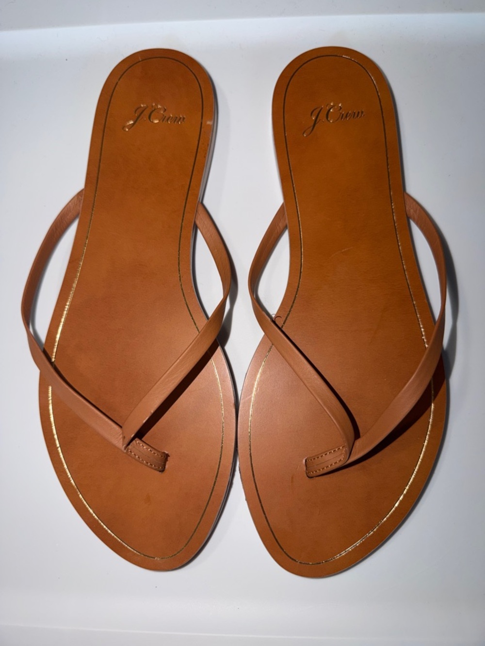 J. Crew Cognac Leather Thong Sandals